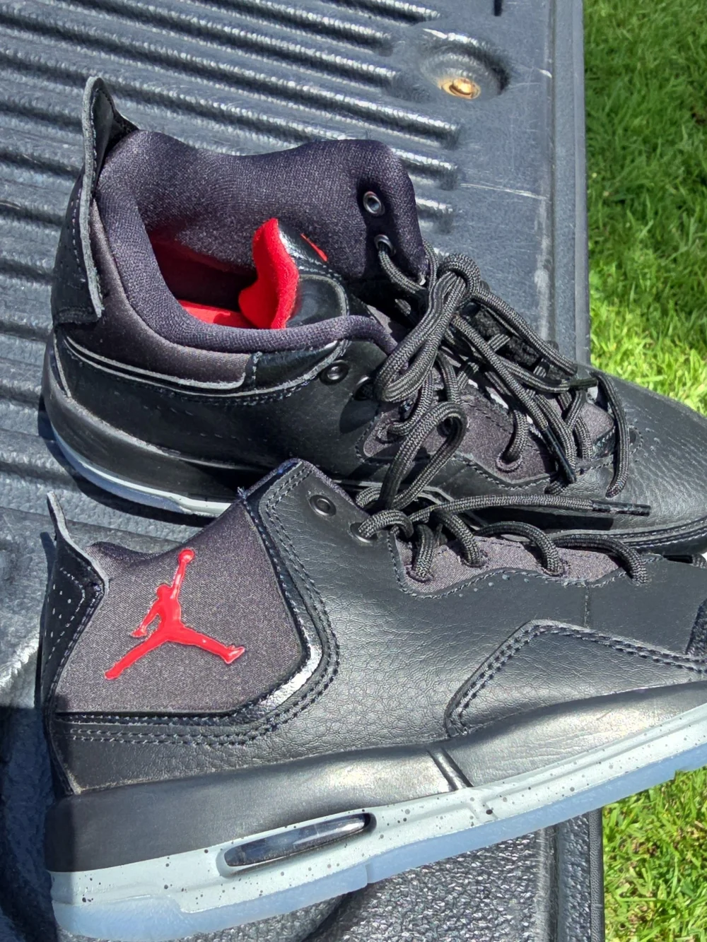 Jordan Black and Red High-Top Basketball Sneakers